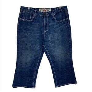 VIGOSS Y2K Denim Capri Jeans with Stretch Distressed Hi Waist size 15/16 Plus JR